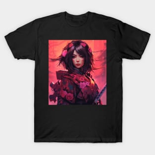 Sakura Female Samurai In Front Of A Temple T-Shirt